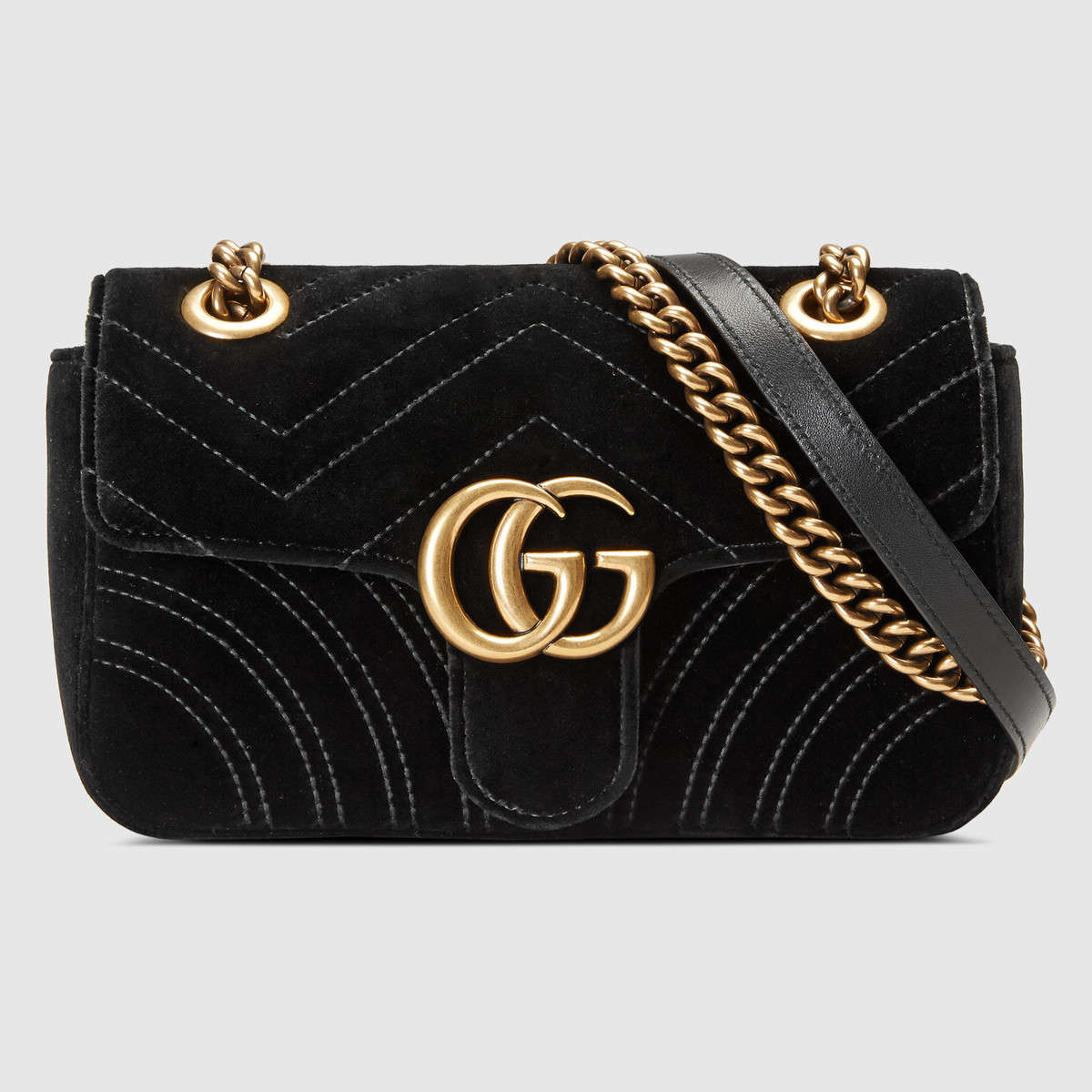 G*u*i gg marmont mini chain shoulder bag in velvet