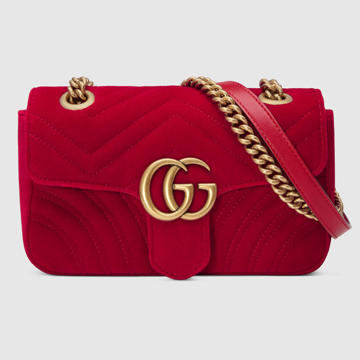 G*u*i gg marmont mini chain shoulder bag in velvet