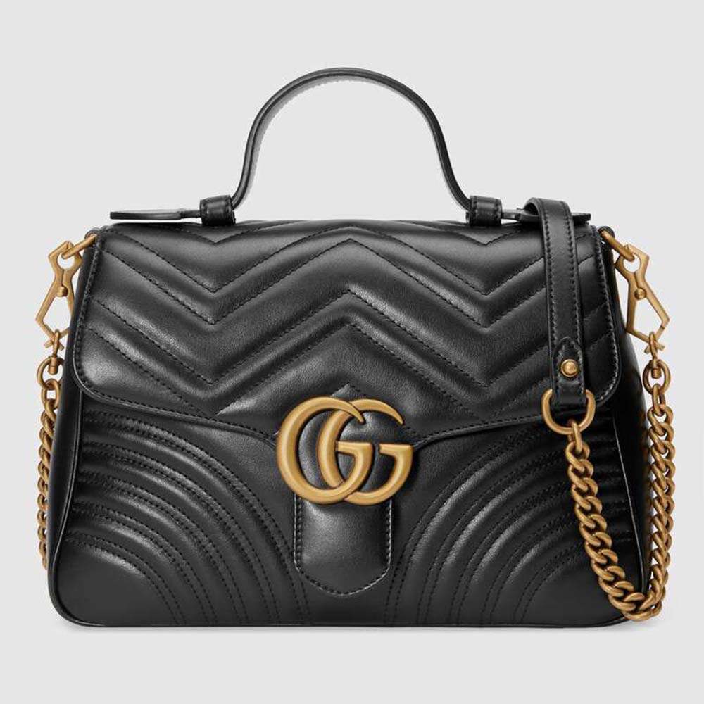 G*u*i gg marmont small top handle bag in matelassé chevron leather