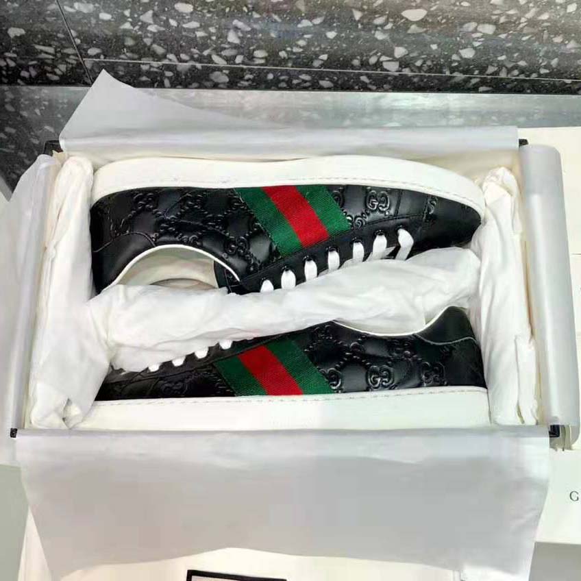 G*u*i men ace G*u*i signature sneaker with web-black