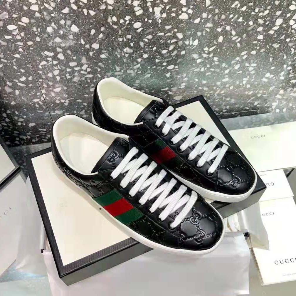 G*u*i men ace G*u*i signature sneaker with web-black