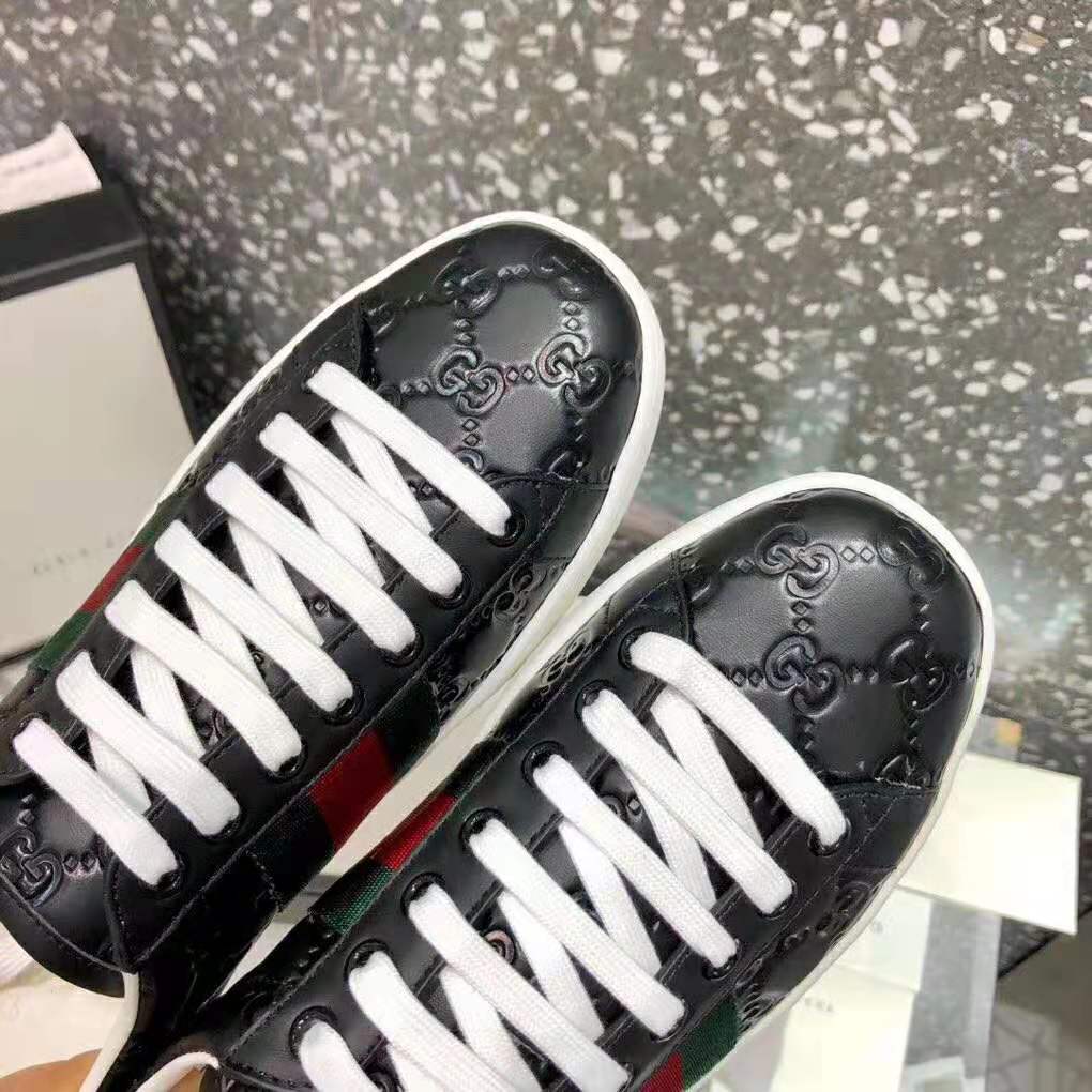 G*u*i men ace G*u*i signature sneaker with web-black