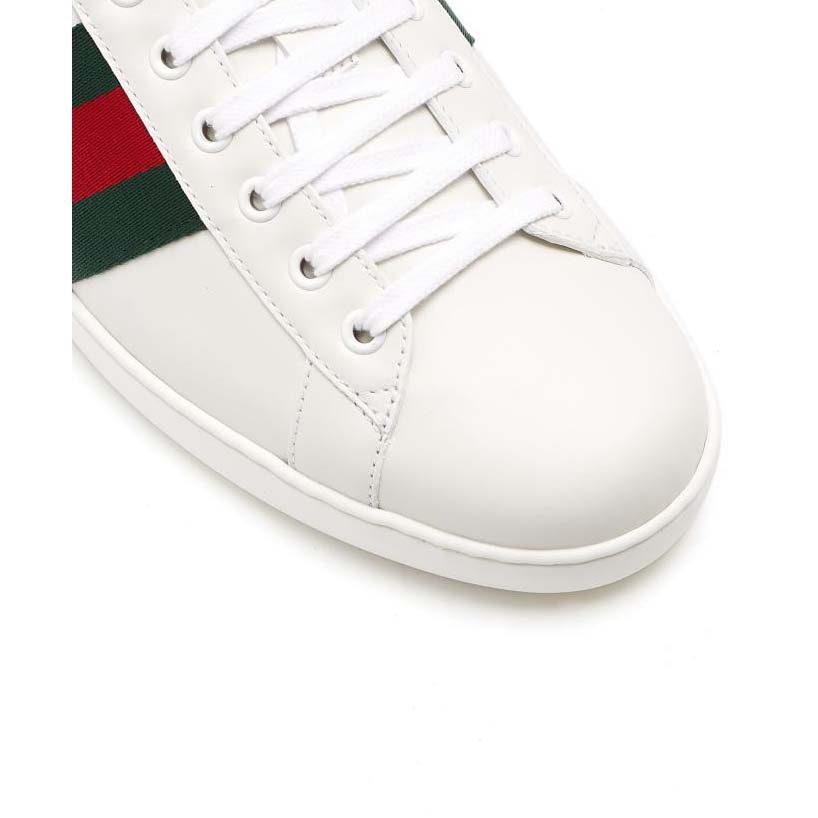 G*u*i men ace low-top sneaker shoes in leather with web-green