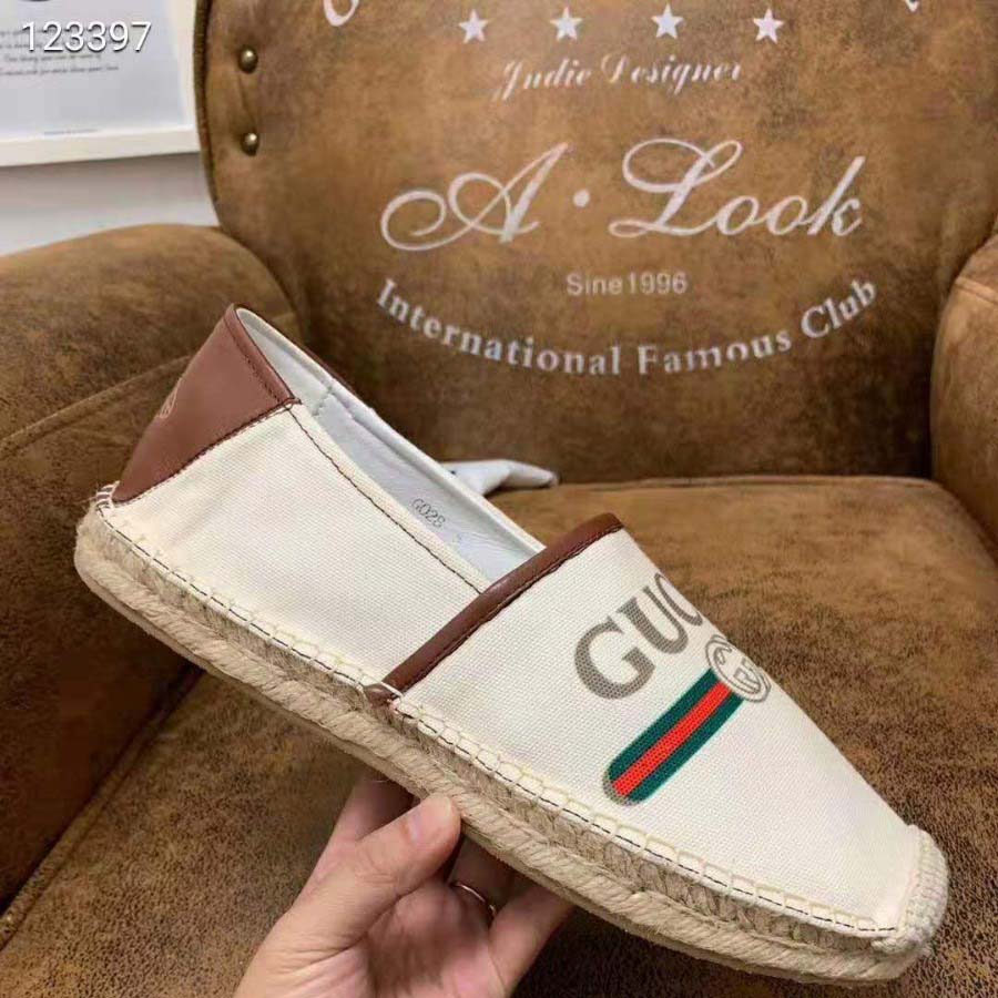 G*u*i men G*u*i logo canvas espadrille-beige