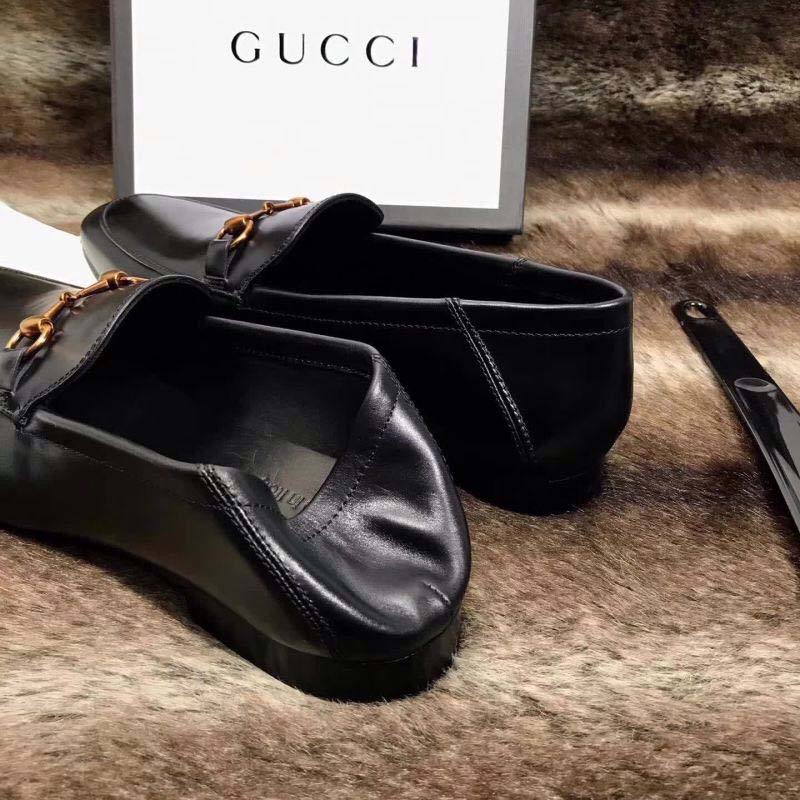 G*u*i men horsebit leather loafer shoes black
