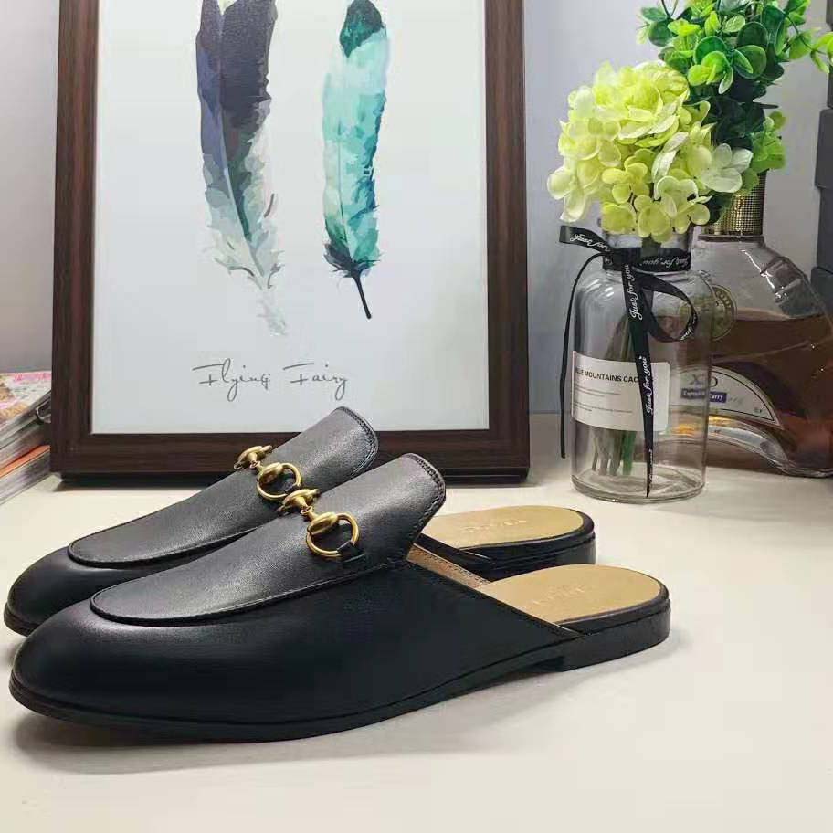 G*u*i men leather horsebit slipper in 1.3 cm heel height-black
