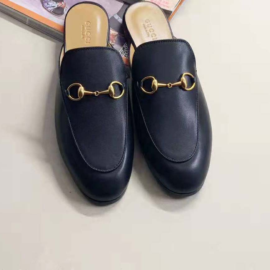 G*u*i men leather horsebit slipper in 1.3 cm heel height-black