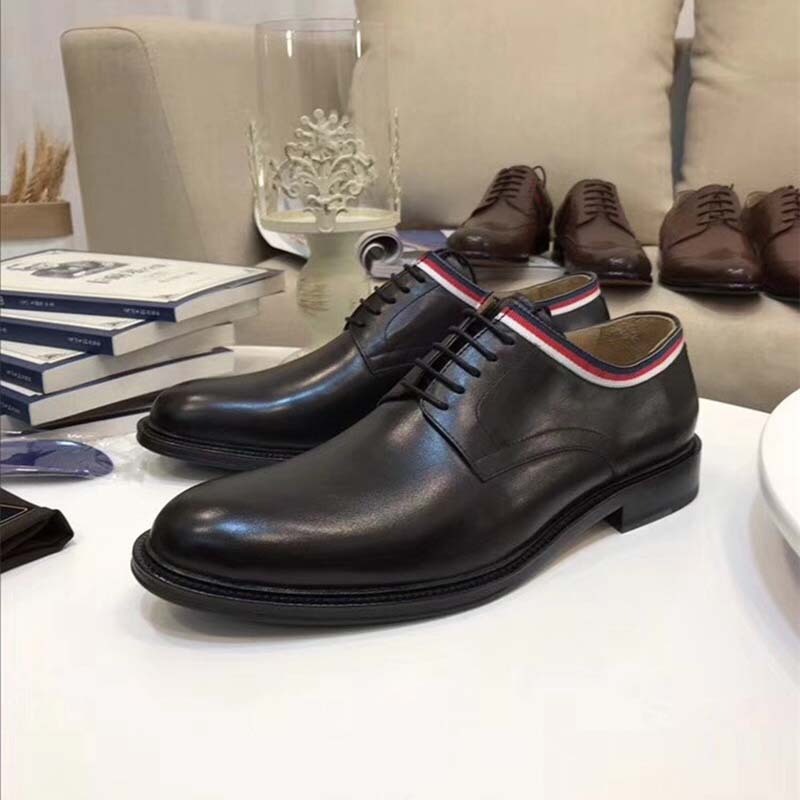 G*u*i men leather lace-up shoes black