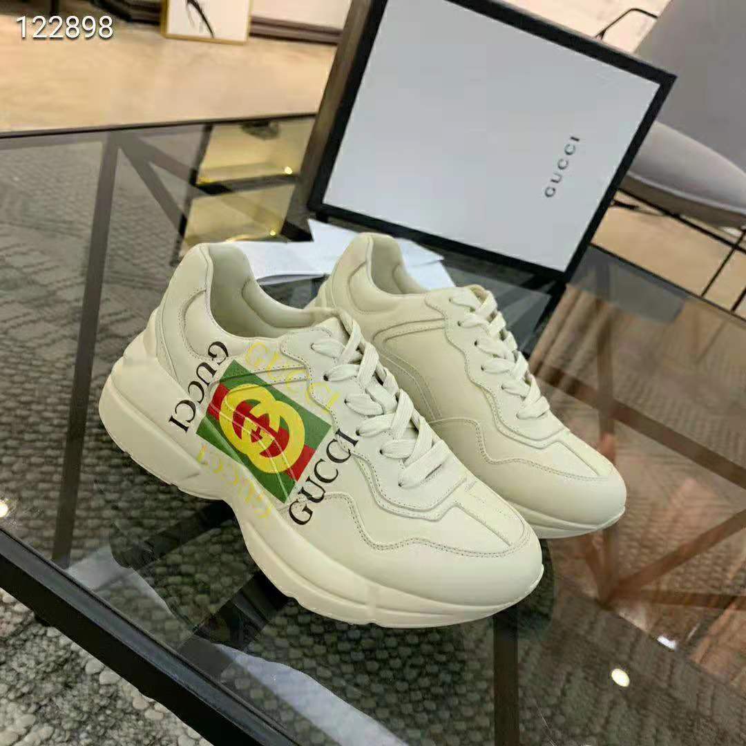 G*u*i men rhyton G*u*i logo leather sneaker-beige
