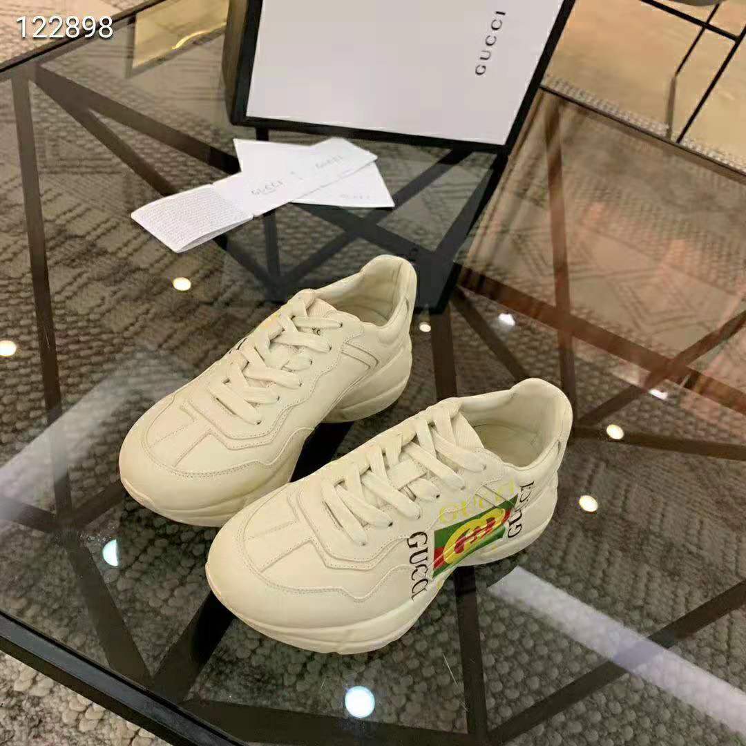 G*u*i men rhyton G*u*i logo leather sneaker-beige