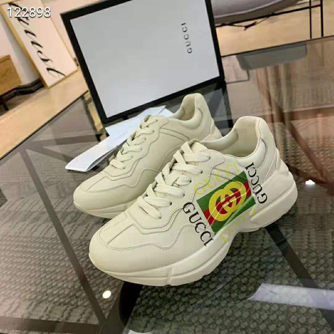 G*u*i men rhyton G*u*i logo leather sneaker-beige