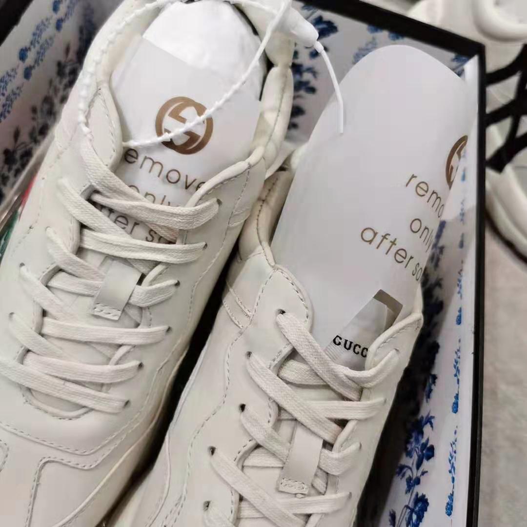 G*u*i men rhyton web print leather sneaker in 5.1 cm height-beige