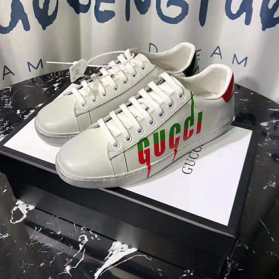 G*u*i men’s ace sneaker with G*u*i blade-green
