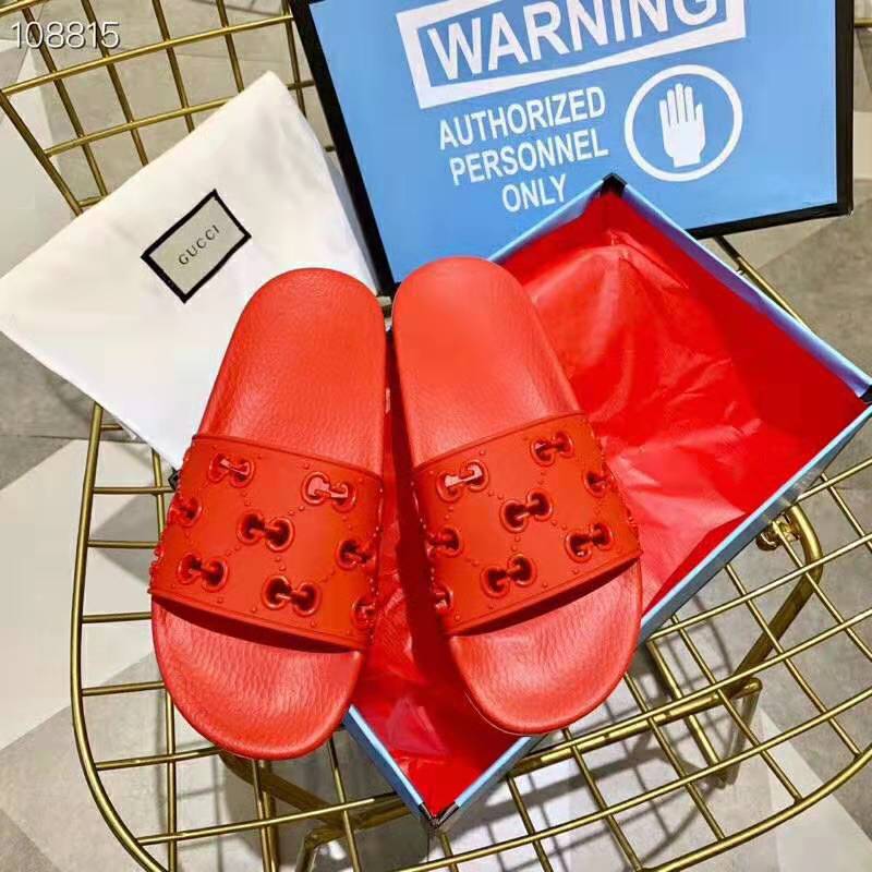G*u*i men’s rubber gg slide sandal-red