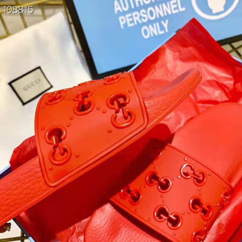 G*u*i men’s rubber gg slide sandal-red
