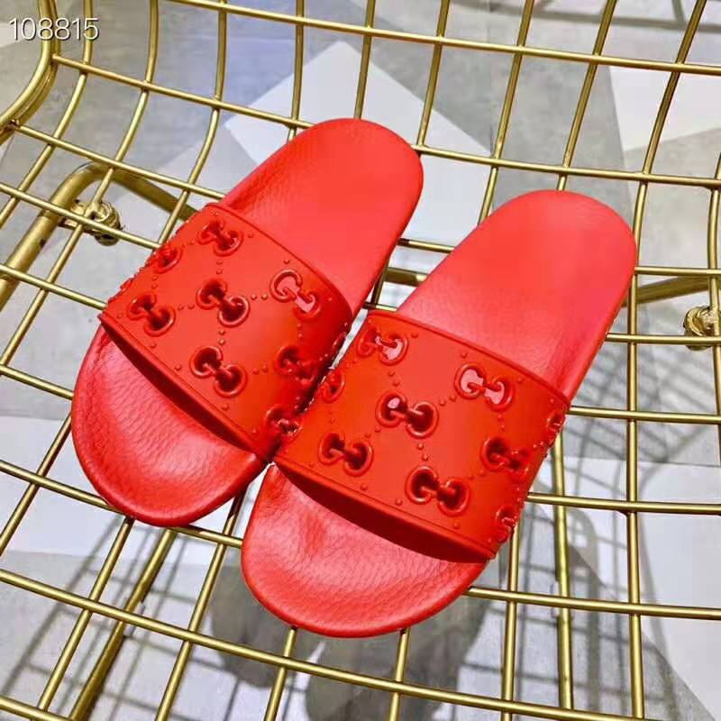 G*u*i men’s rubber gg slide sandal-red