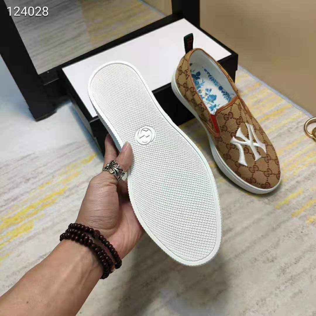 G*u*i men’s slip-on sneaker with ny yankees patch orange