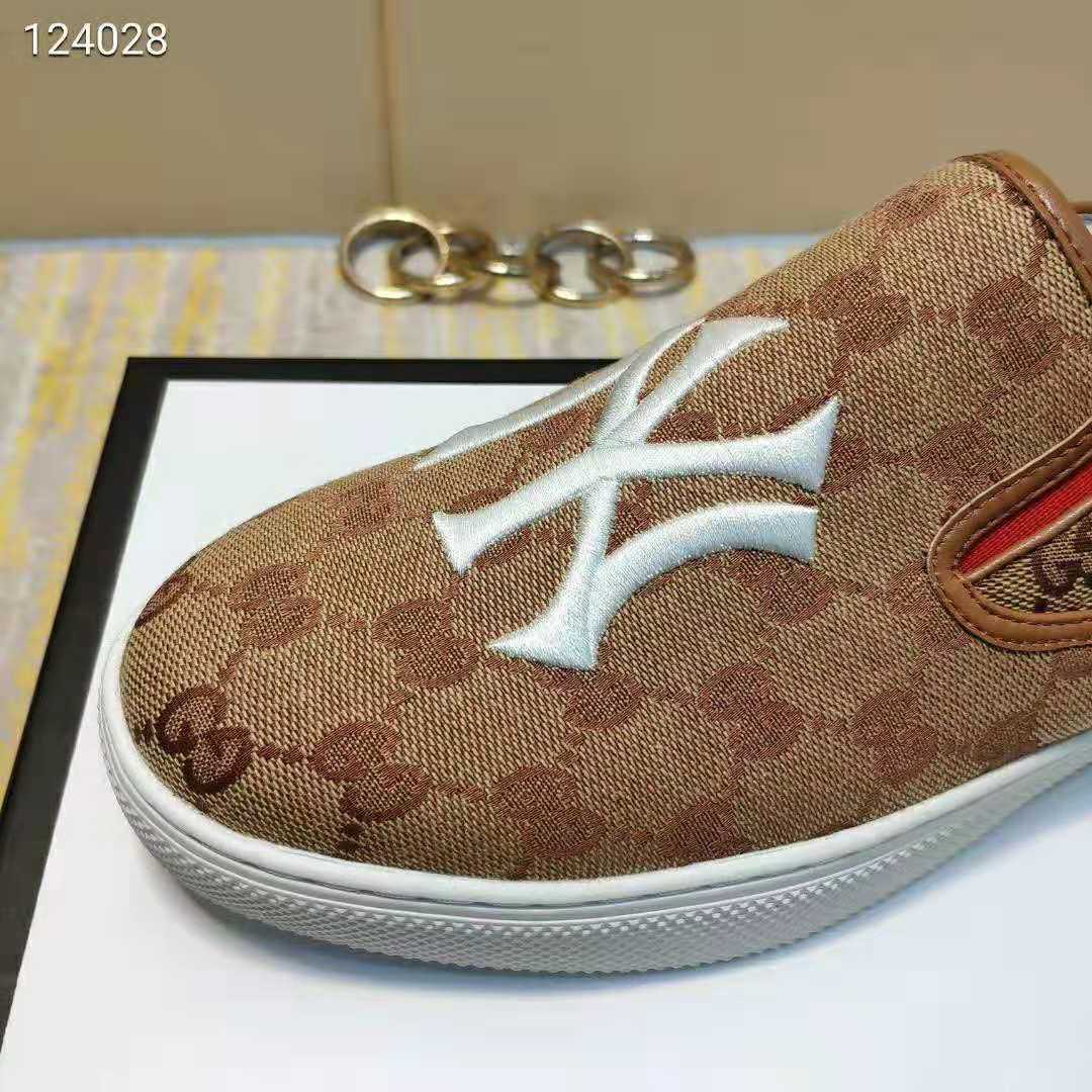 G*u*i men’s slip-on sneaker with ny yankees patch orange