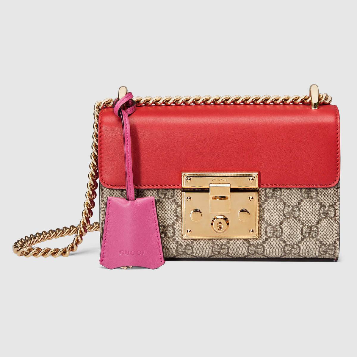 G*u*i padlock small gg supreme canvas shoulder bag with leather top