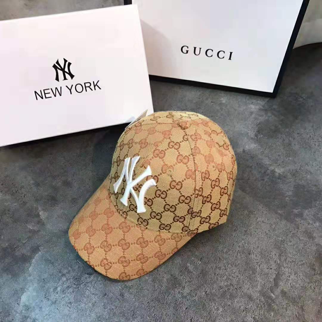 G*u*i unisex baseball hat with ny yankees patch-brown
