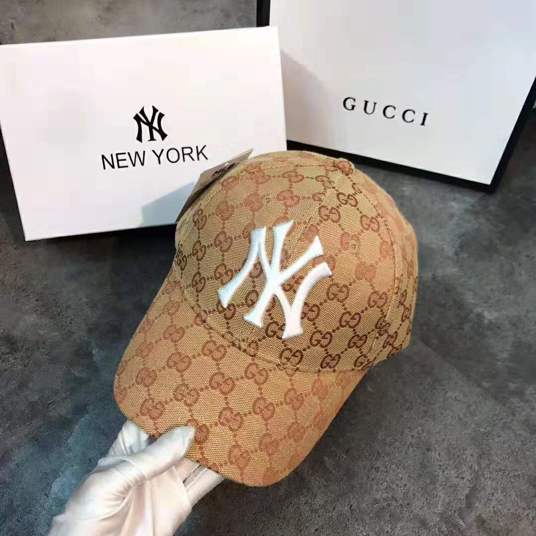 G*u*i unisex baseball hat with ny yankees patch-brown