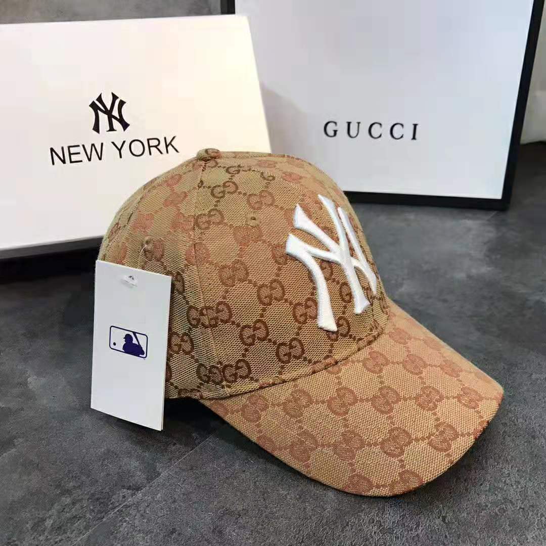 G*u*i unisex baseball hat with ny yankees patch-brown