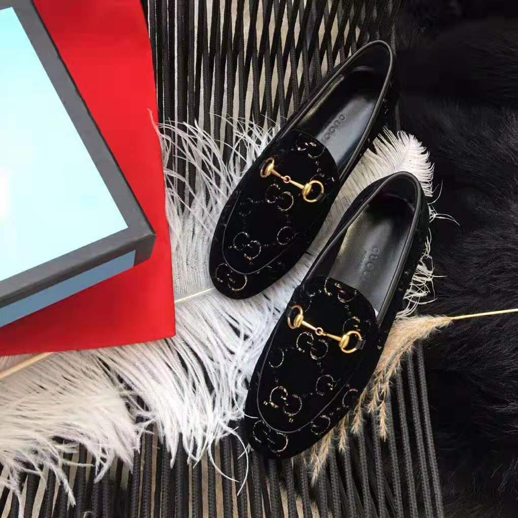 G*u*i unisex jordaan gg velvet loafer-black