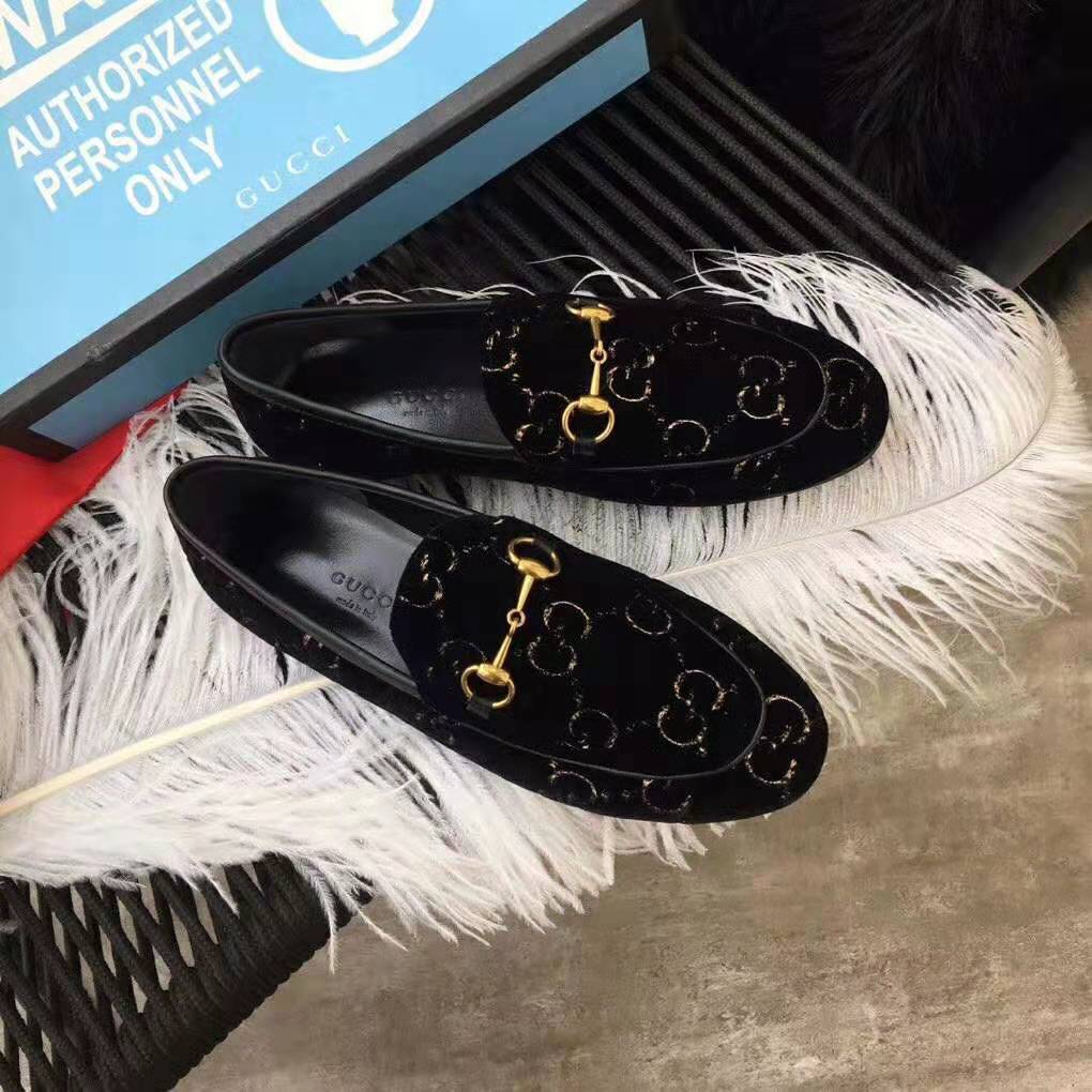 G*u*i unisex jordaan gg velvet loafer-black