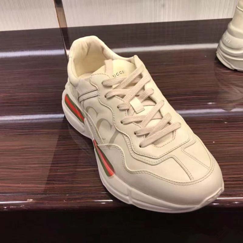 G*u*i unisex rhyton G*u*i logo leather sneaker-beige