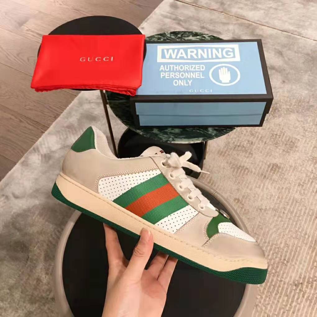 G*u*i unisex screener leather sneaker 3cm height-green