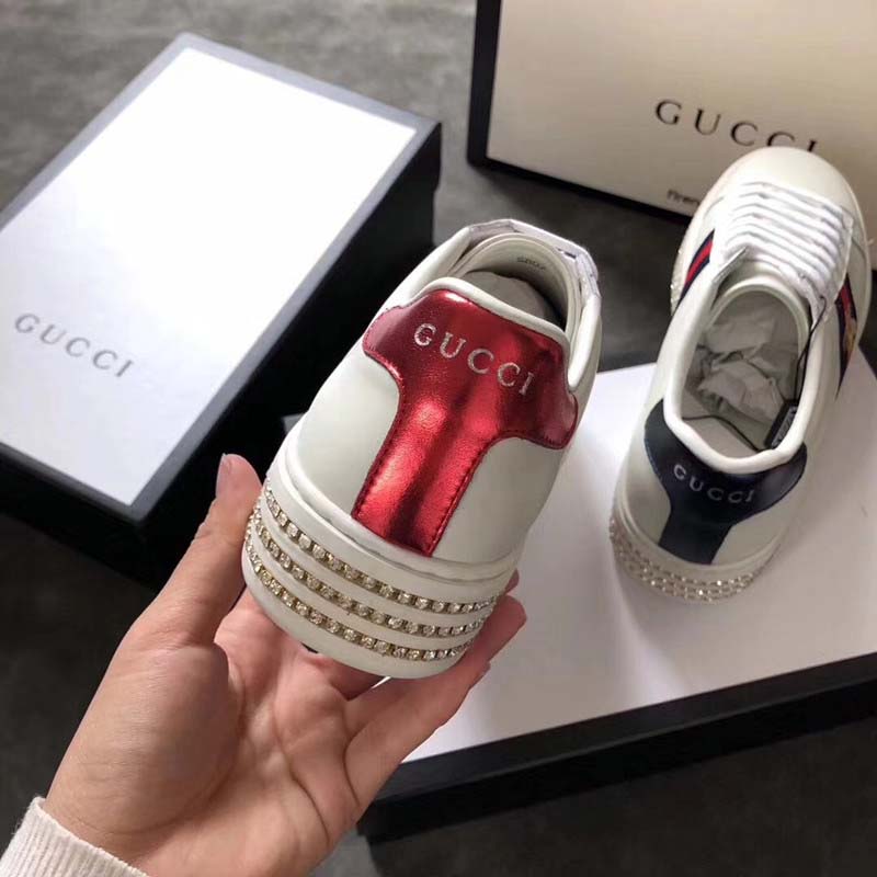 G*u*i women ace sneaker with crystals white