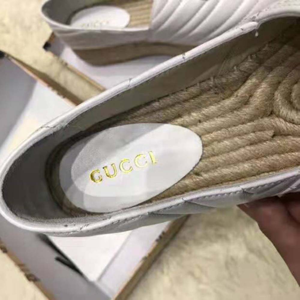 G*u*i women chevron leather espadrille with double g in 5.1 cm height-white