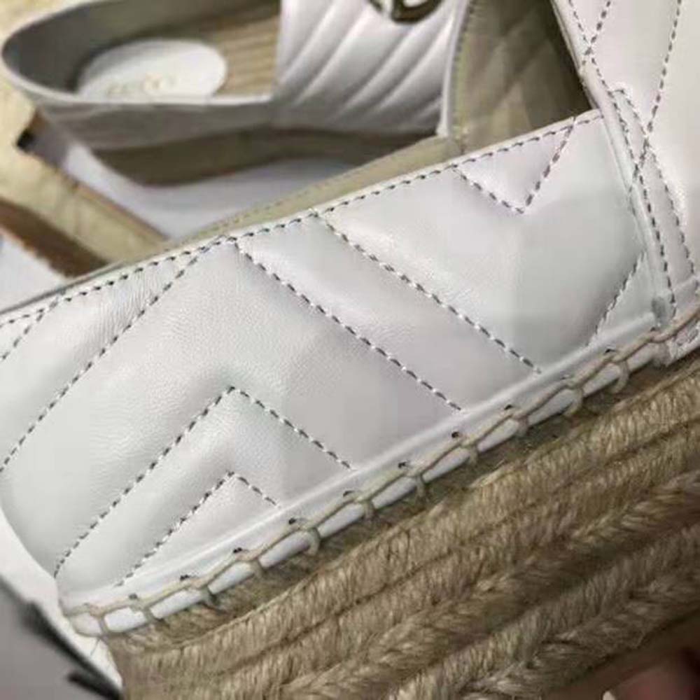 G*u*i women chevron leather espadrille with double g in 5.1 cm height-white