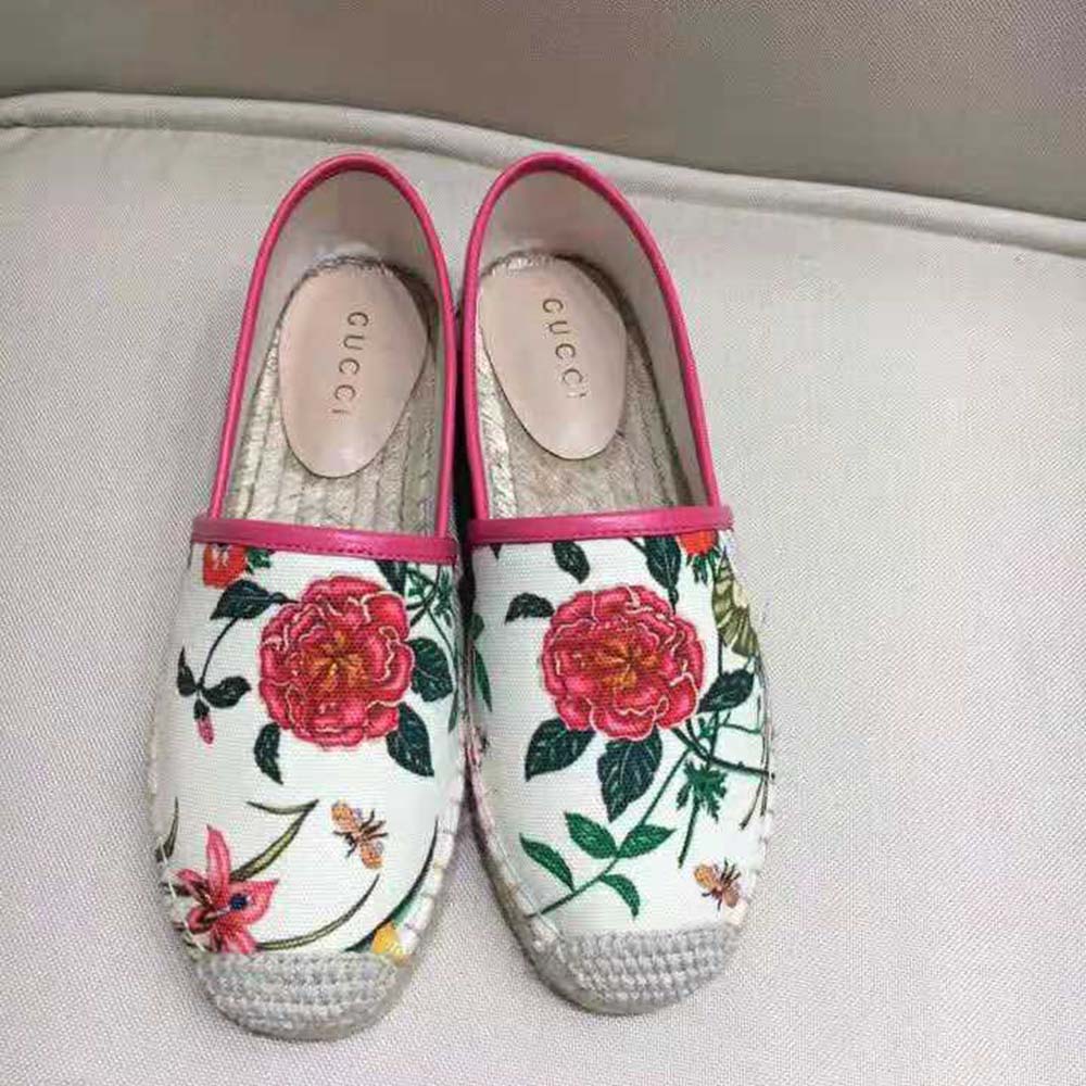 G*u*i women flora print canvas espadrille-pink