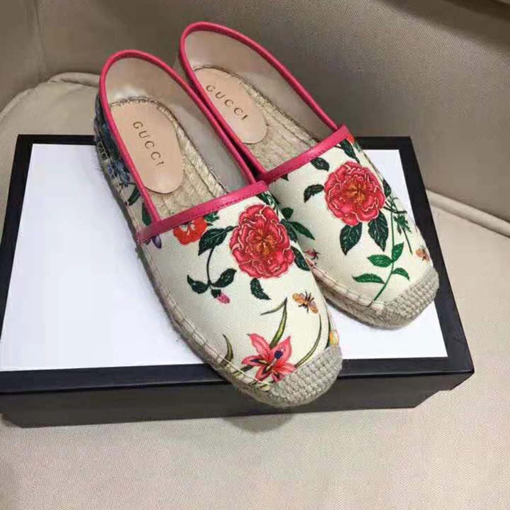 G*u*i women flora print canvas espadrille-pink