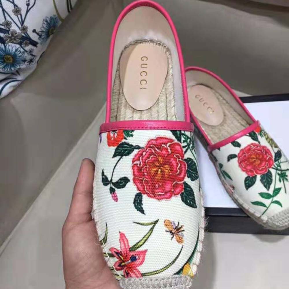 G*u*i women flora print canvas espadrille-pink