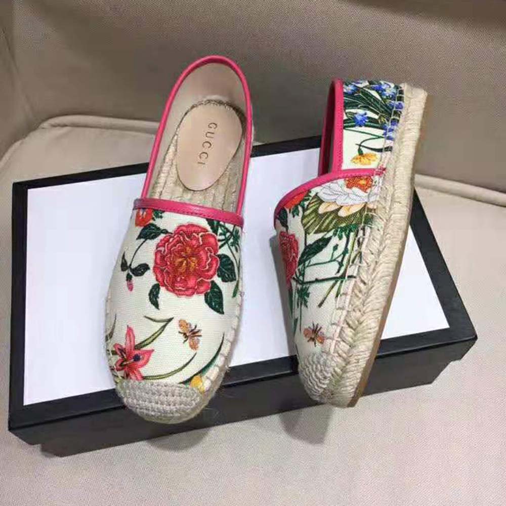 G*u*i women flora print canvas espadrille-pink