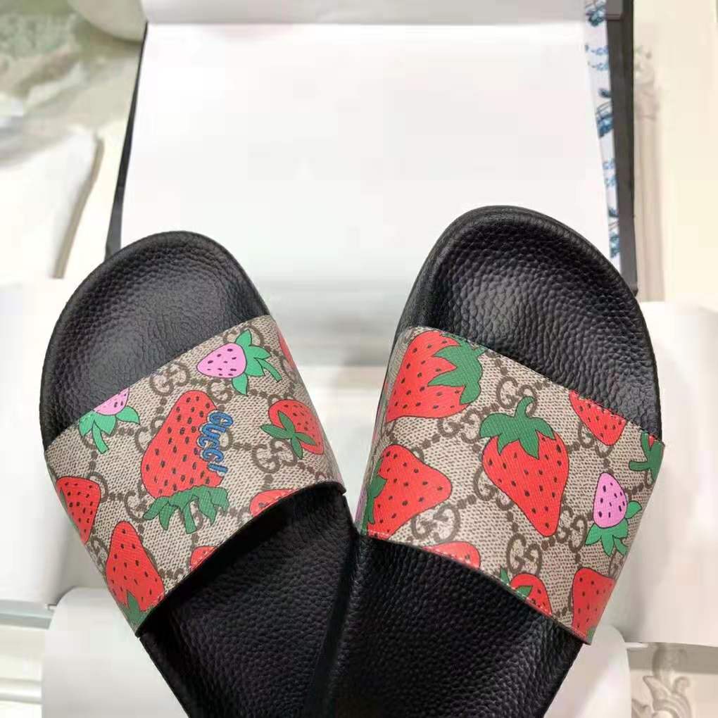 G*u*i women gg G*u*i strawberry slide sandal-red