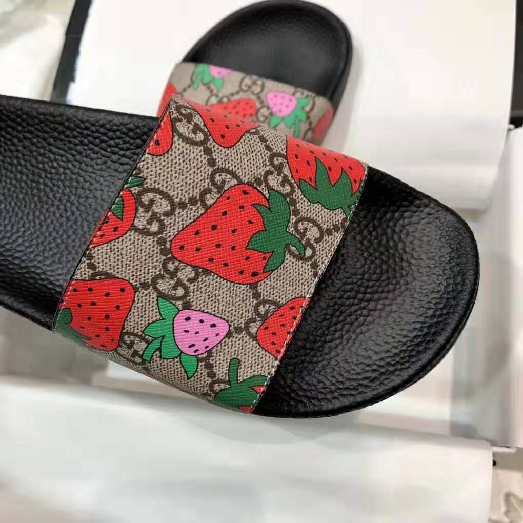G*u*i women gg G*u*i strawberry slide sandal-red