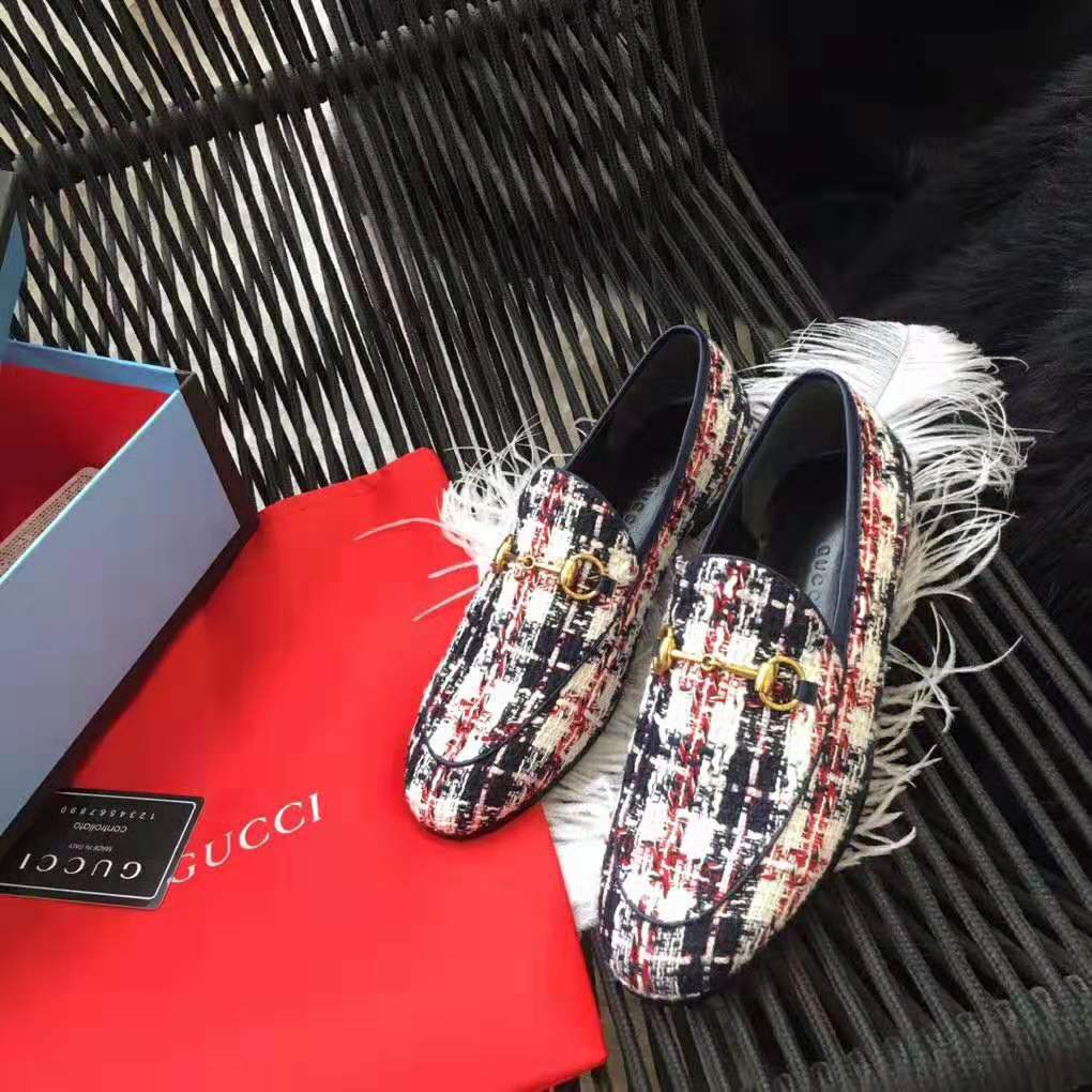 G*u*i women G*u*i jordaan tweed check loafer-navy
