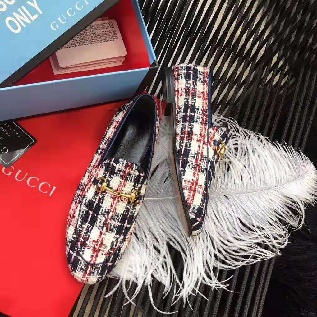 G*u*i women G*u*i jordaan tweed check loafer-navy