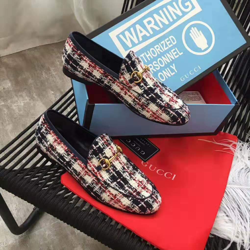 G*u*i women G*u*i jordaan tweed check loafer-navy
