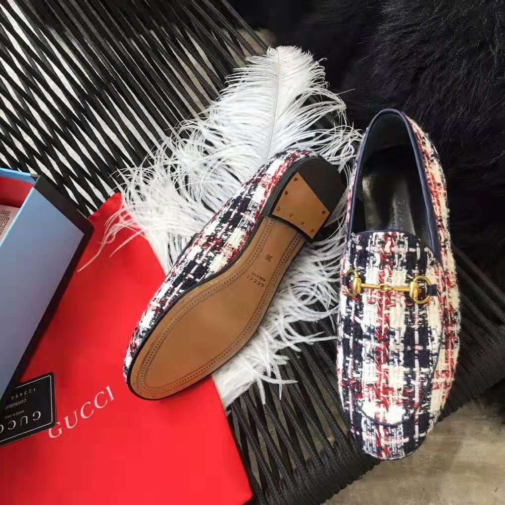G*u*i women G*u*i jordaan tweed check loafer-navy