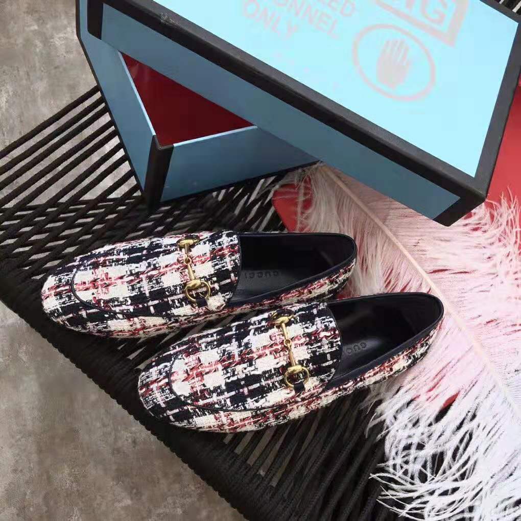 G*u*i women G*u*i jordaan tweed check loafer-navy