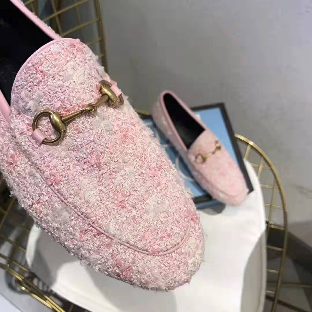 G*u*i women G*u*i jordaan tweed loafer 1.3 cm heel-pink