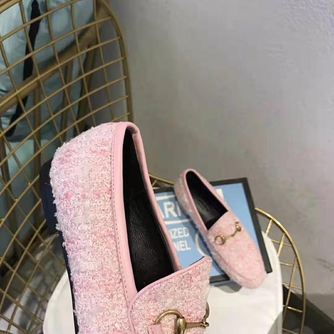 G*u*i women G*u*i jordaan tweed loafer 1.3 cm heel-pink