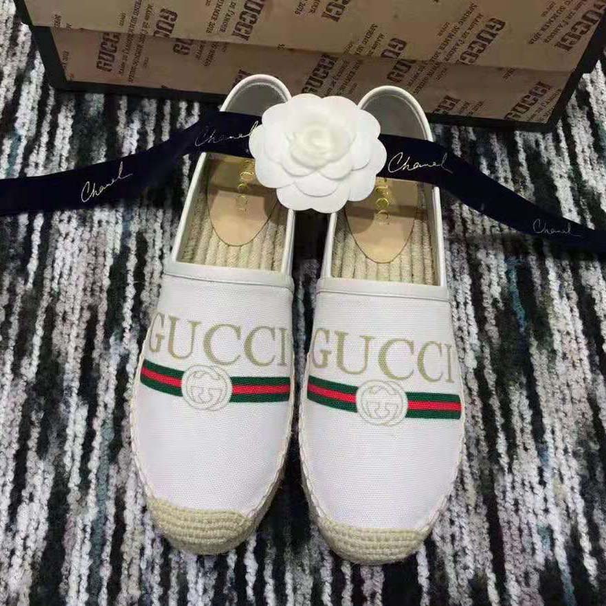 G*u*i women G*u*i logo canvas espadrille 2cm platform-beige