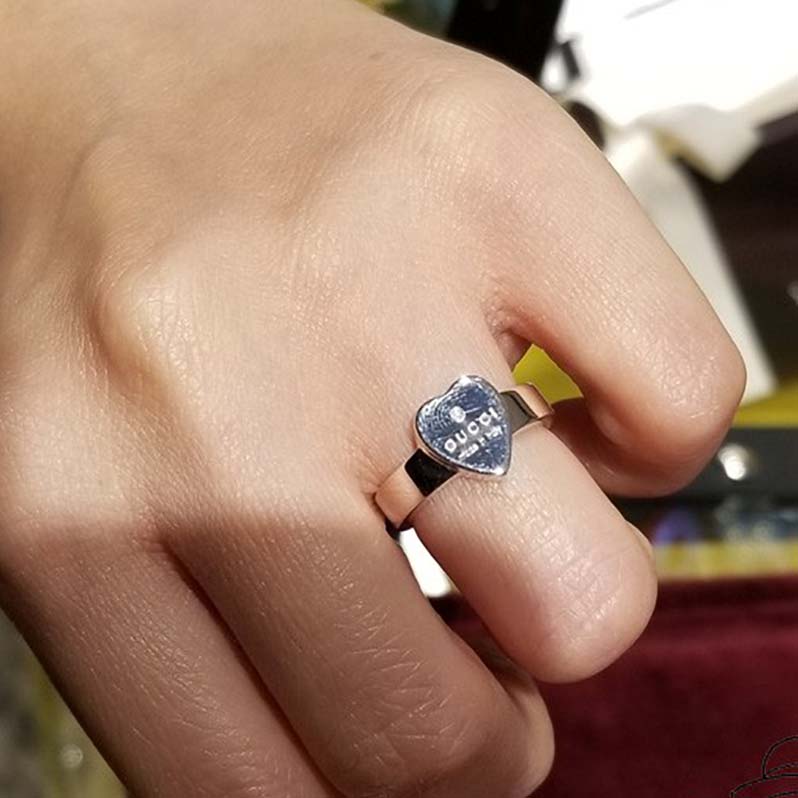 G*u*i women heart ring with G*u*i trademark jewelry sliver