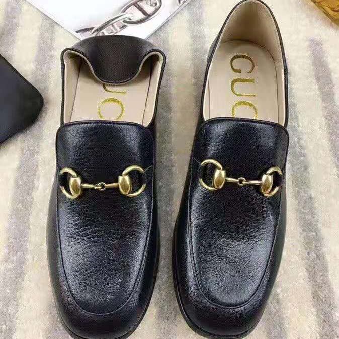 G*u*i women horsebit leather loafer with crystals 2.54cm mirrored heel-black