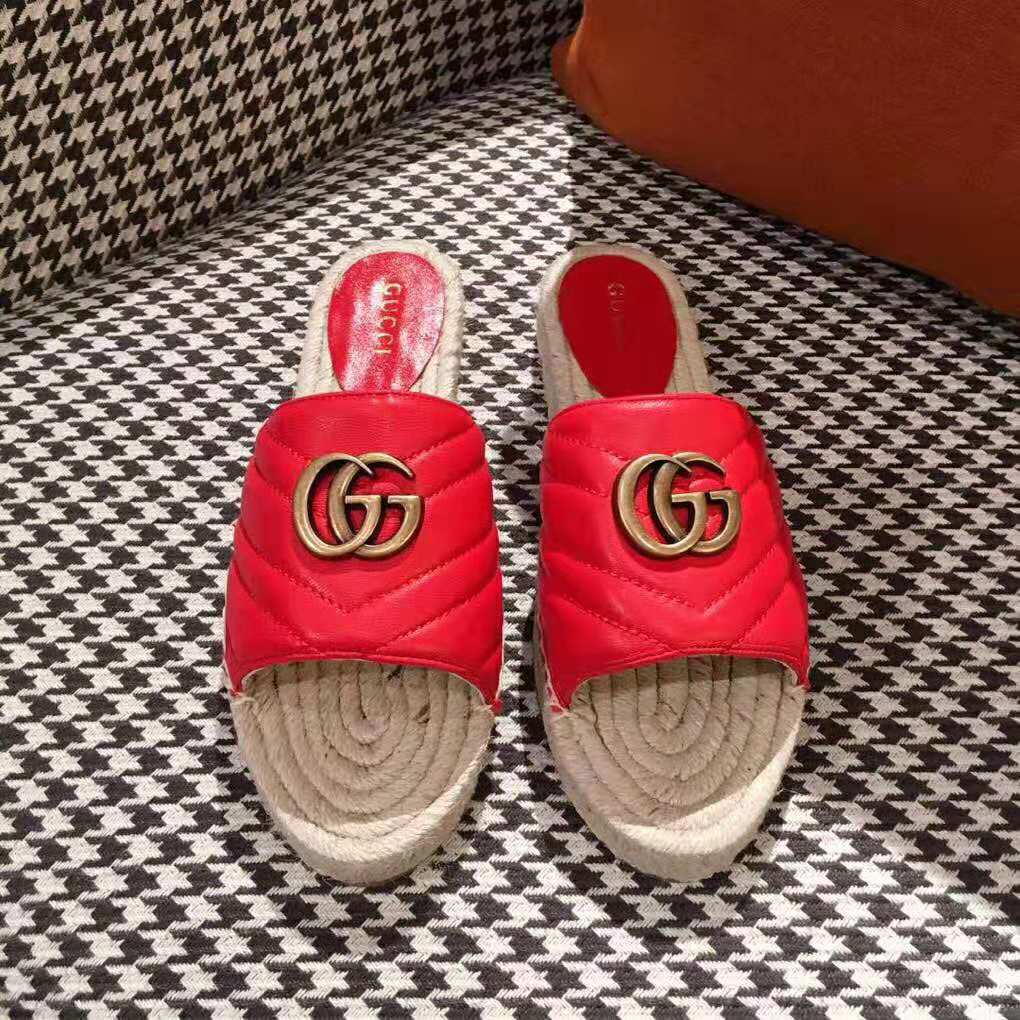 G*u*i women leather espadrille sandal-red
